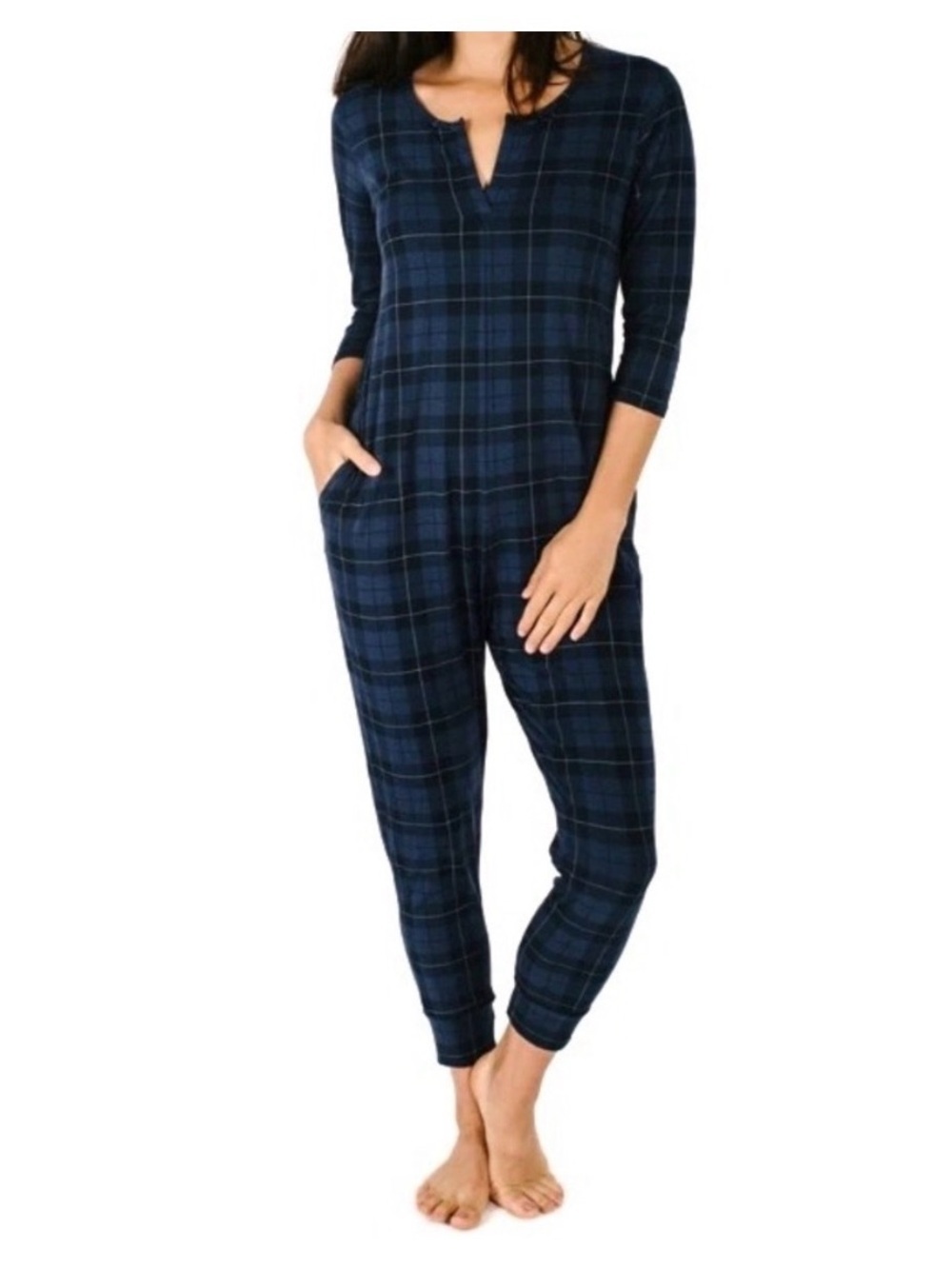Smash + Tess Sz XL “Present in Plaid" romper tartan print V-neckline Pockets